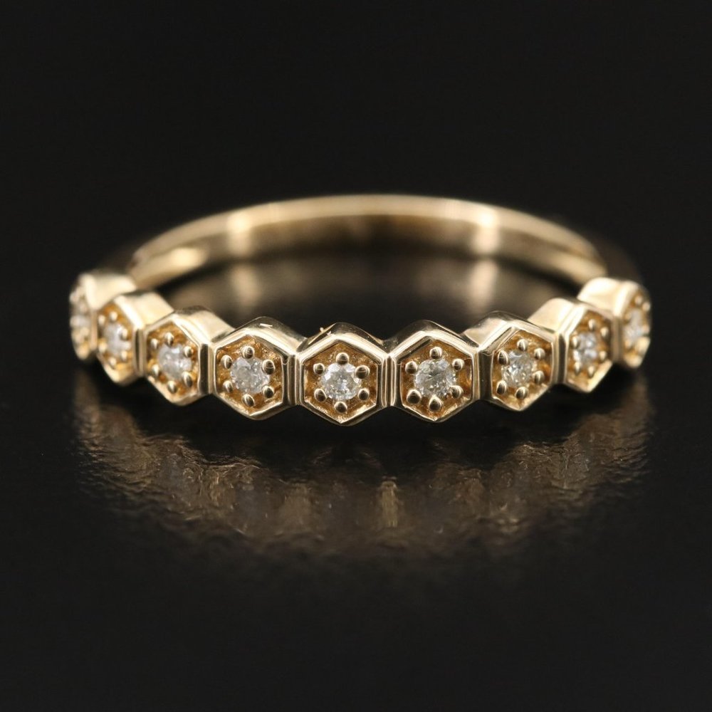 Vintage 10k .12 ctw Diamond Geometric Band